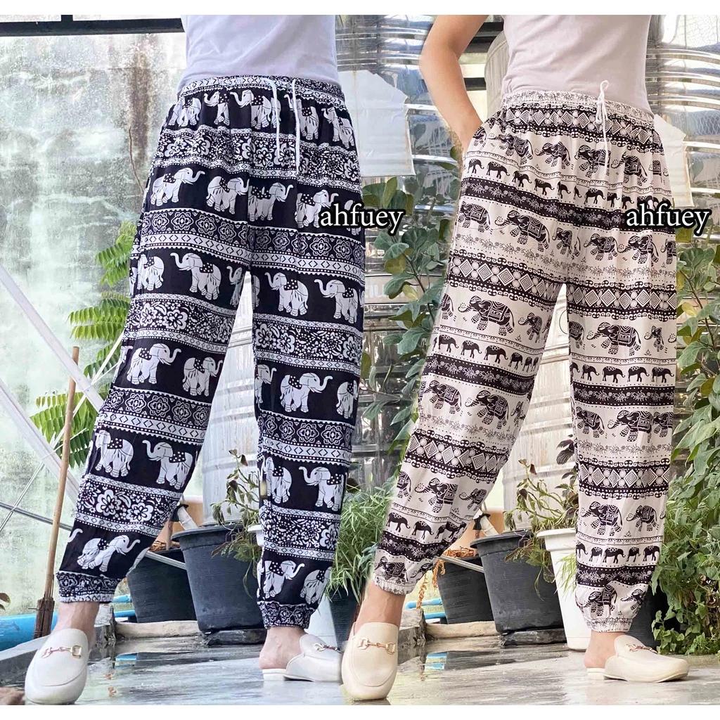 Elephant Pants Long Adjustable Elastic High Waistband Strap Jumper  Unisex Man Women Print Thailand Casual Streetwear Beach Bohemian Retro Vintage