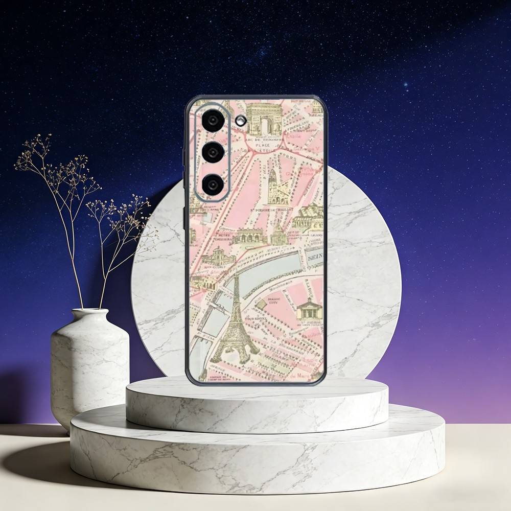 Famous City Sketch City Map Phone Case For Samsung Galaxy A73,A72,A71,A70,A53,A52,A51,Others Soft Black Cover