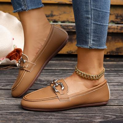 Modne damskie buty casual w dużych rozmiarach jesień nowy styl okrągły nosek płytkie łańcuch płaska podeszwa mokasyny damskie buty rozmiar 36-43