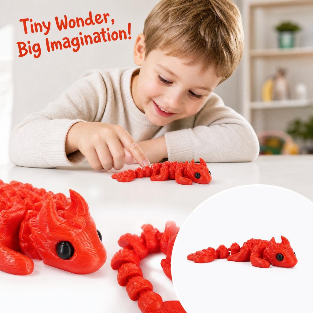3D Printed Articulated Red Toy - Movable Figurine for Kids Educational Play