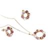 3pcs  Necklace Earrings Set Ladies Celebrity Simple Fashion Style Exquisite Stained Glass Diamond Circle Shape Jewelry
