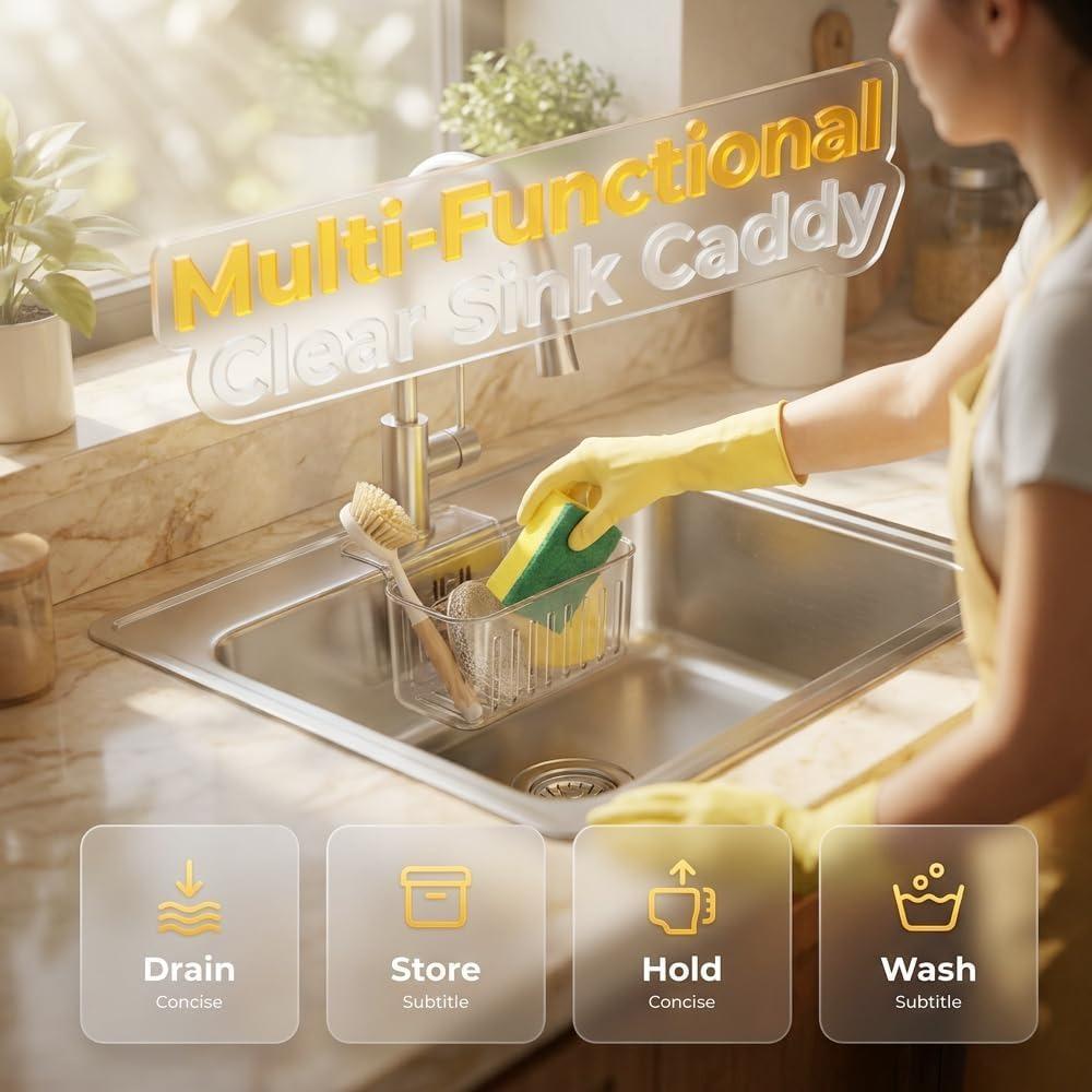 Kitchen sink sponge rack – 2026 new suction cup sink corner rack, cubic storage organizer.
