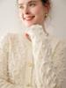 Lightweight & Chic: Autumn/Winter 12-Gauge Cashmere Round Neck Hollow Knit Cardigan with Raised Dots