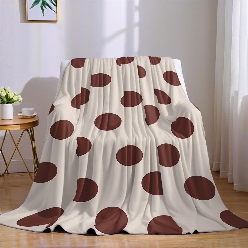 Cremebraun Gepunktete Flanelldecke Warm Weich Halloween Weihnachten Sofa Warm Gemütlich Dekorative Deko Geschenk für Alle Jahreszeiten