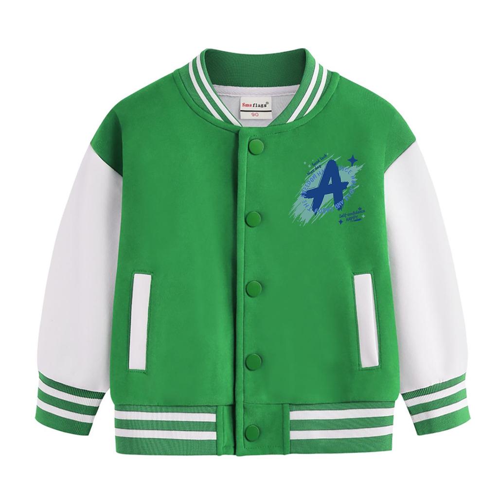 Farbblock-Baseballjacke für Jungen und Mädchen - Frühjahrs-/Herbststil, Samtfutter, Mittlere Dicke für Kinder