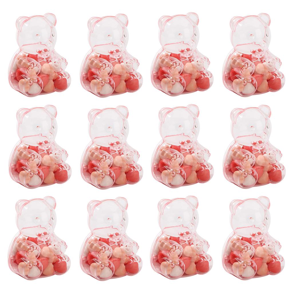12Pcs Cute Bear Shaped Candy Boxes Small Fillable Bear Shape Containers for Valentines Day Weddings Birthday Party Favors