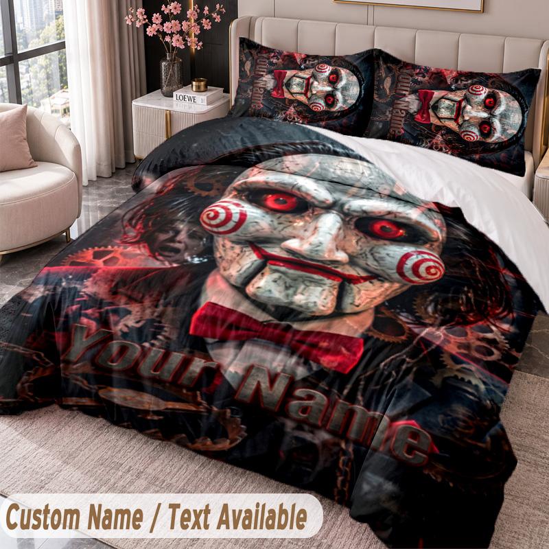 Custom Name Text 3Pcs Bedding Set Saw Billy the Puppet Duvet Cover And Two Pillowcases