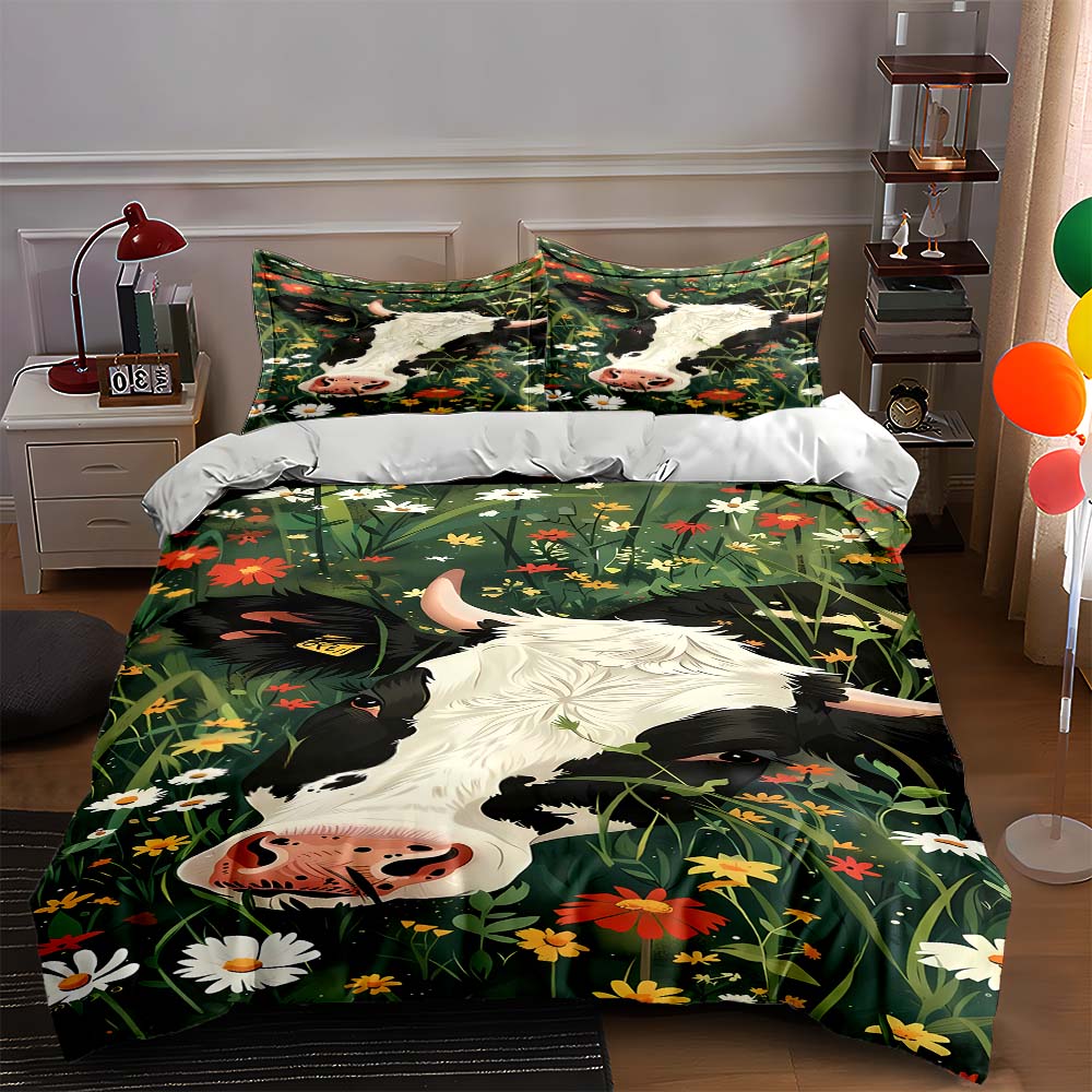 

Cow floral field Bedding Duvet cover sets Duvet covers Pillowcases gifts (1 * Duvet Cover 2 * Pillowcases, without duvet insert) 135x200cm