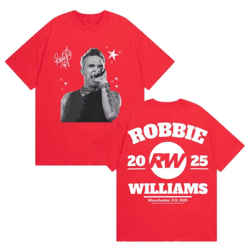 Robbie Williams Rw Album 2025 Stampa T-shirt Unisex Donna Hip Hop Larga Girocollo Abbigliamento T-shirt Casual Cotone Manica Corta T-shirt