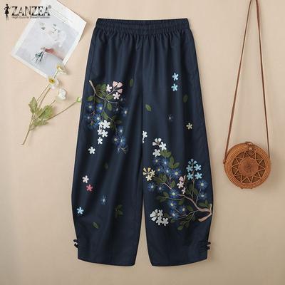 Damen Lässige Elastische Taille Lockere Druckhose