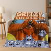 Lustige Grizzy und die Lemminge Cartoon Flanelldecke Weiche Warme Überwurfdecke für Bett Schlafzimmer Zimmer Wohnzimmer Reise Picknick Kind