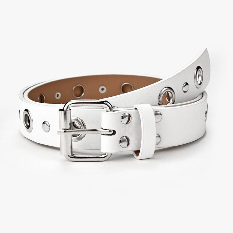Stylish New Punk Womens Casual Eyelet Buckle Decorative Belt With Rivets And Cutouts