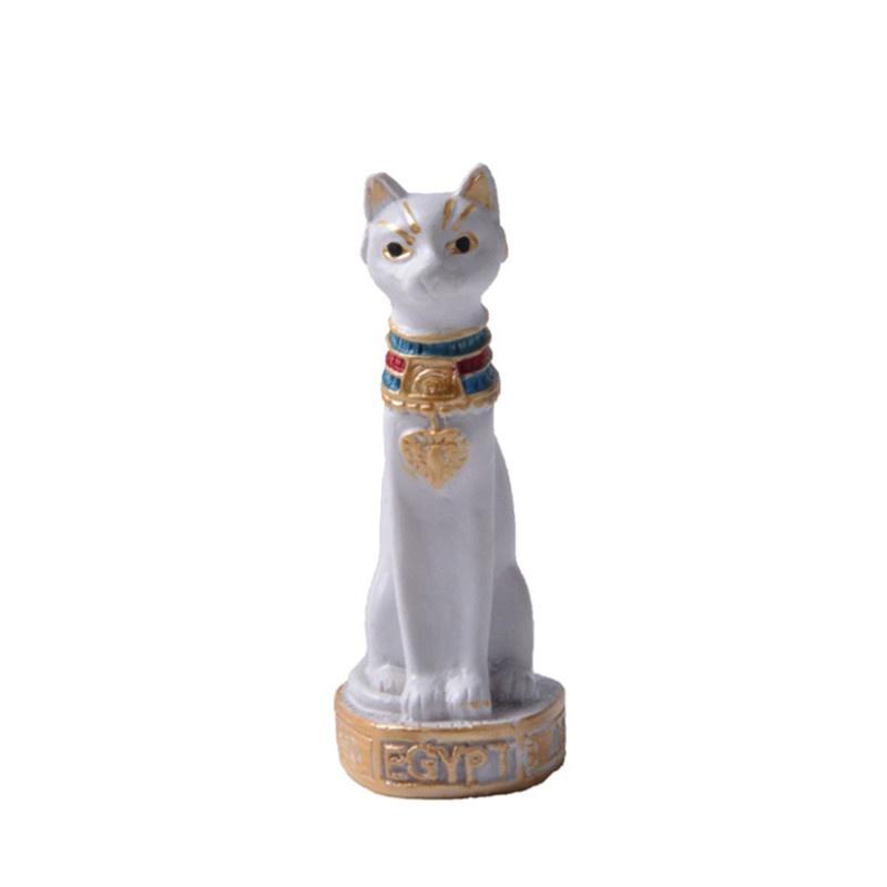 

1 Pcs Egyptian Cat Shape Statue Resin Vintage Car Desktop Ornament Figurines Miniatures Decoration Crafts Home Decor білий