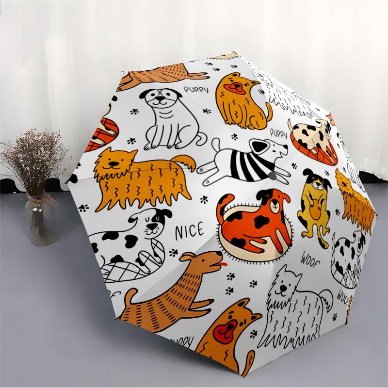 1pc Dogs, Puppies Open/Close Folding Umbrella, All- Portable Umbrella for & Men, Stylish Accessory (Holiday Gift) 8-Rib yy251213115