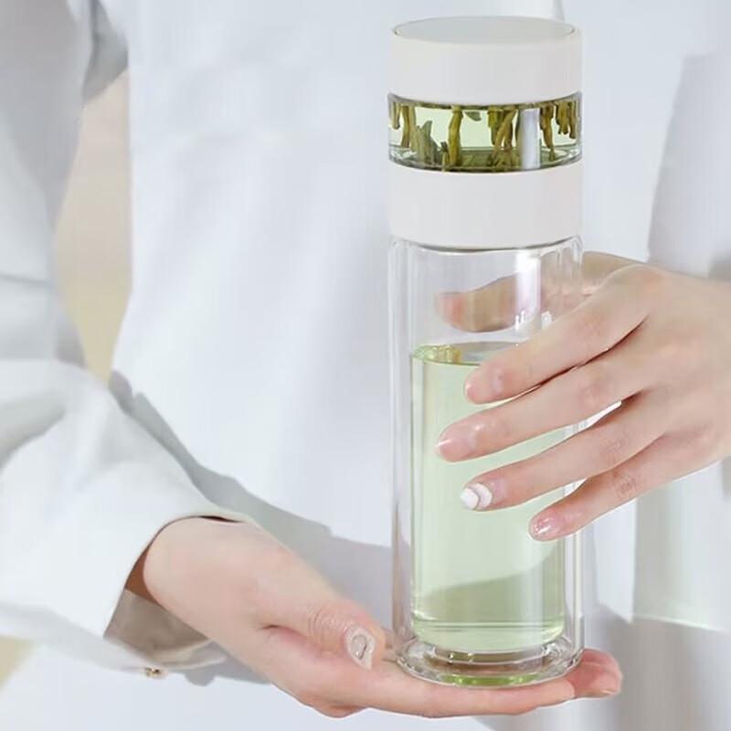 QUANGE Double-Wall Glass Tea Infuser Bottle