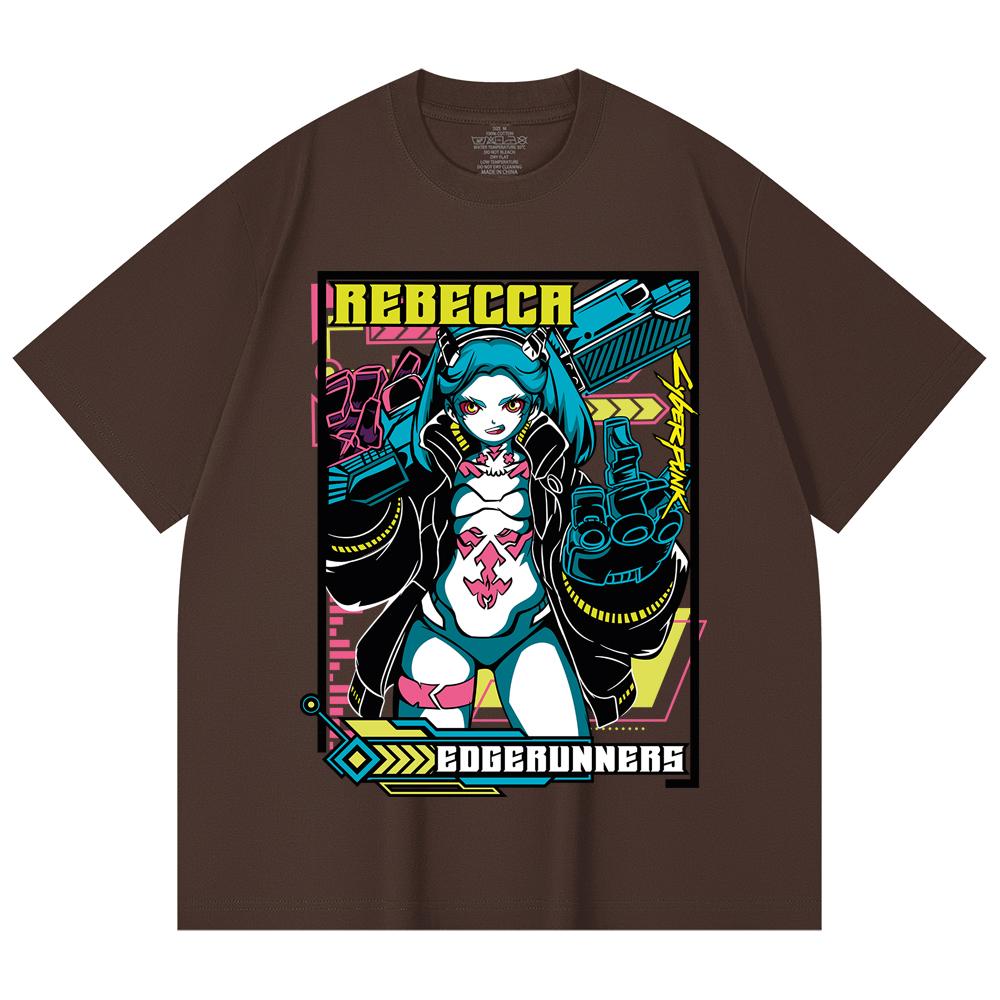 230 Gsm 100% Cotton Cyberpunk V9 Rebecca Print Unisex Heavy Cotton T Shirt