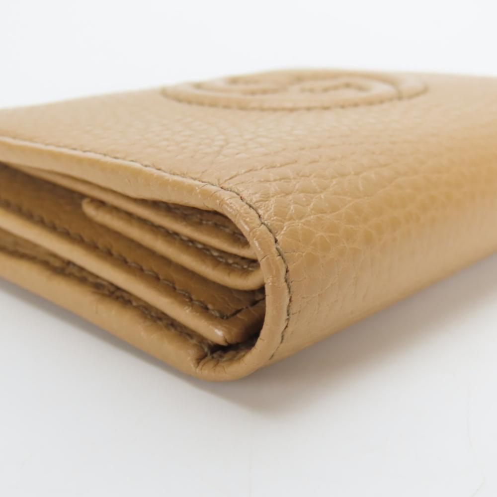 Used GUCCI Tri-fold wallet 598207 Interlocking W Hook Wallet  leather beige Accessory