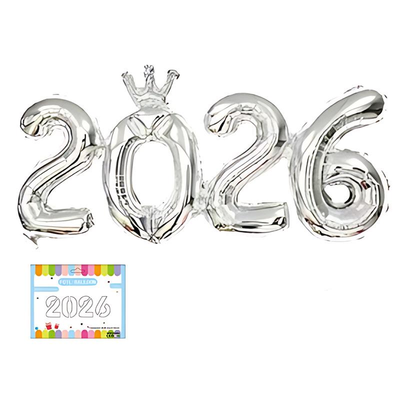 2026 Crown Number Foil Balloons for New Year Eve Party Decoration Supplies Navidad Christmas 2025 Photo Props Gifts