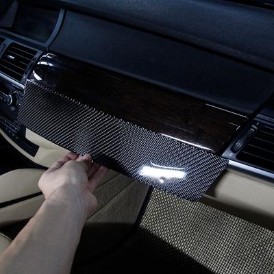 For BMW X5 E70 X6 E71 2008-2013 Soft Carbon Fiber Car Passenger Dashboard Panel Cover Trim Stickers Car Accessories LHD RHD