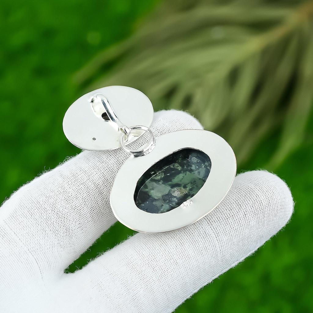 Natural Kambaba Jasper Gemstone Pendant 925 Sterling Silver Jewelry For Girls