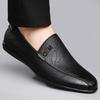 Leather Shoes Comfortable All-Season Footwear Men'S Slip-On Driving Shoes Soft Upper Casual Round Toe Low Heel Fashionable