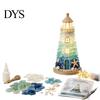Coastal Inspired Ornaments Sea Glass Lighthouse DIY Kit, 3D Light Up Fragment Art Supplies Craft Lighted Ornament for Adults, Home Table Decoration