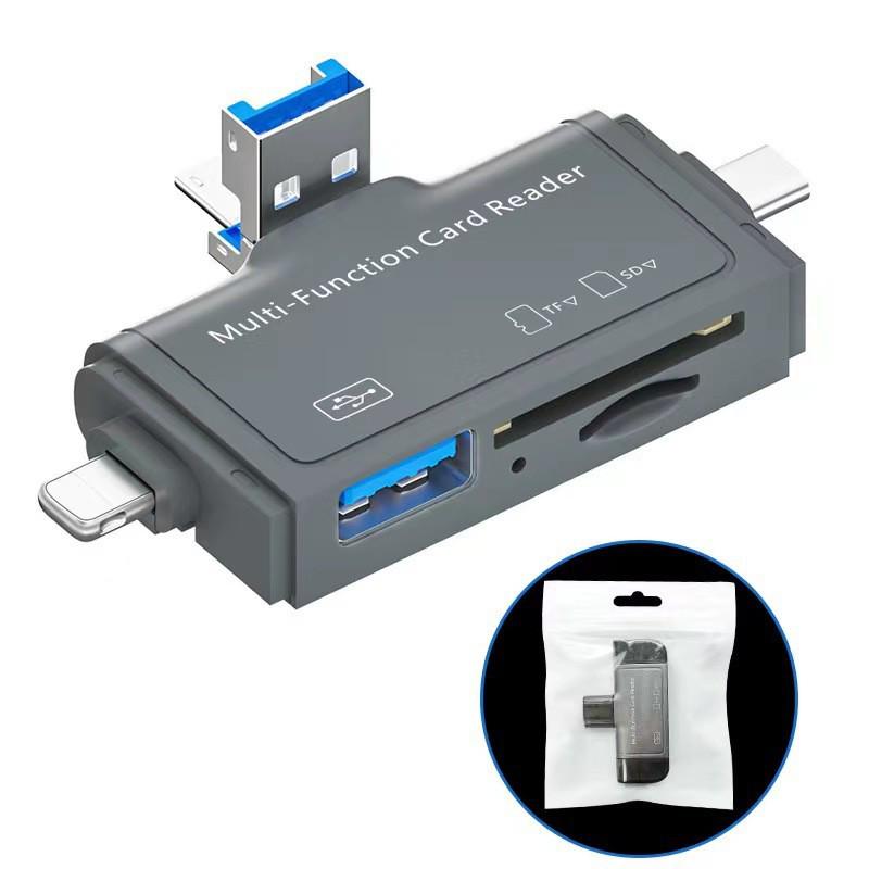 Universal 7-in-1 Multi-Function Card Reader for SD/TF - Compatible with Mobile Phones, Tablets, Apple, and Android Devices