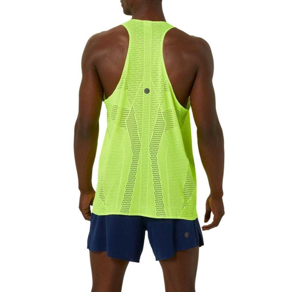 Asics Tank Tops Men's Yellow Crew Neck Moderate Racerback 2011C990-750