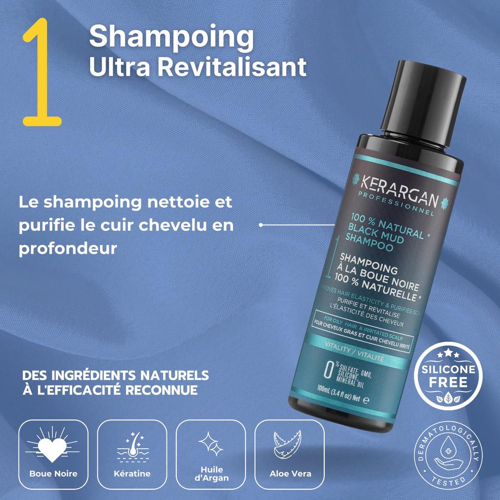 Kerargan Cestovná súprava Revitalizujúca s čiernym bahnom - 3x100ml