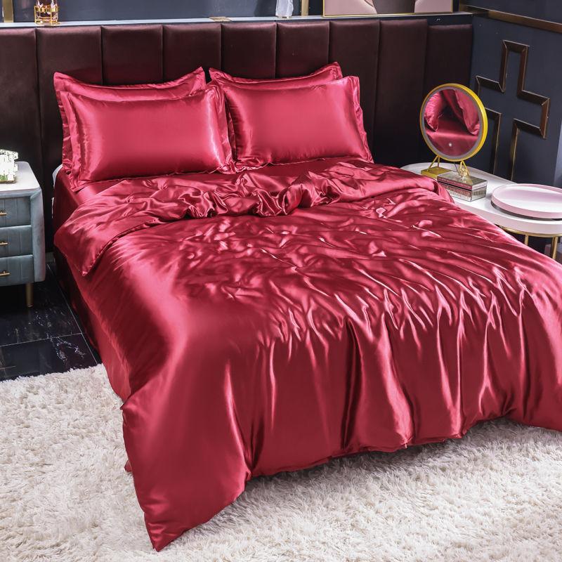 Bedding Set Solid Color Luxury Bedding Kit Rayon Satin Duvet Cover Set Twin Queen King Size Bed Set 3pcs/4pcs Home Textile