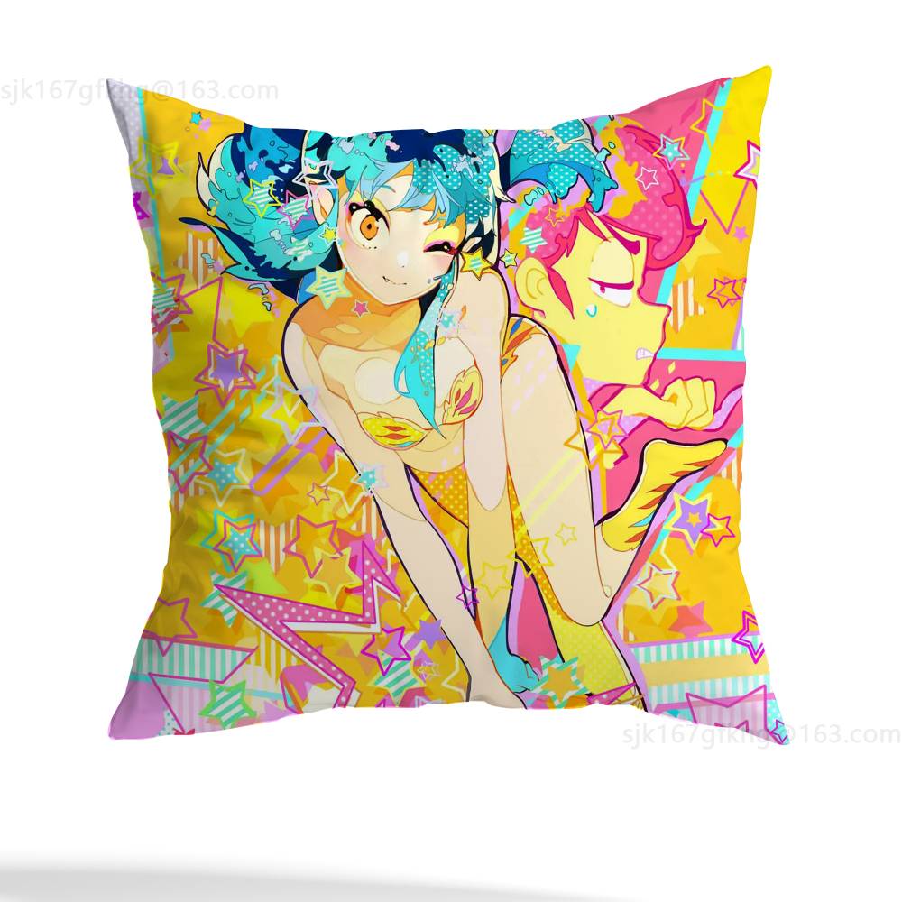 Urusei Yatsura Anime Kissenbezug Milbenabweisender Kissenbezug Verdeckter Reißverschluss Seidig kurzer Plüsch Sofakissenbezug