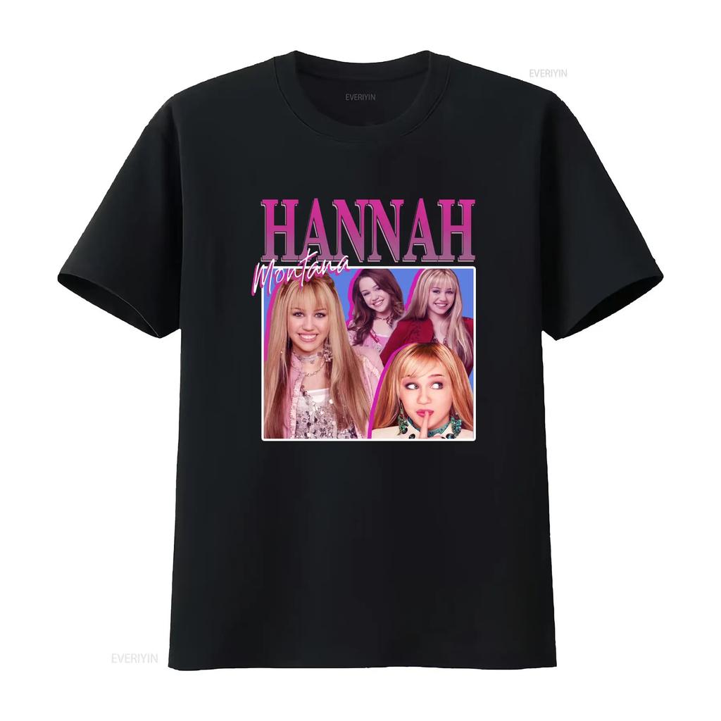 Hannah Montana Miley Cyrus 90s Rap Hip Hop Bootleg Homage T Shirt vintage Washed Versatile Top For Everyday Wear Soft Slightly