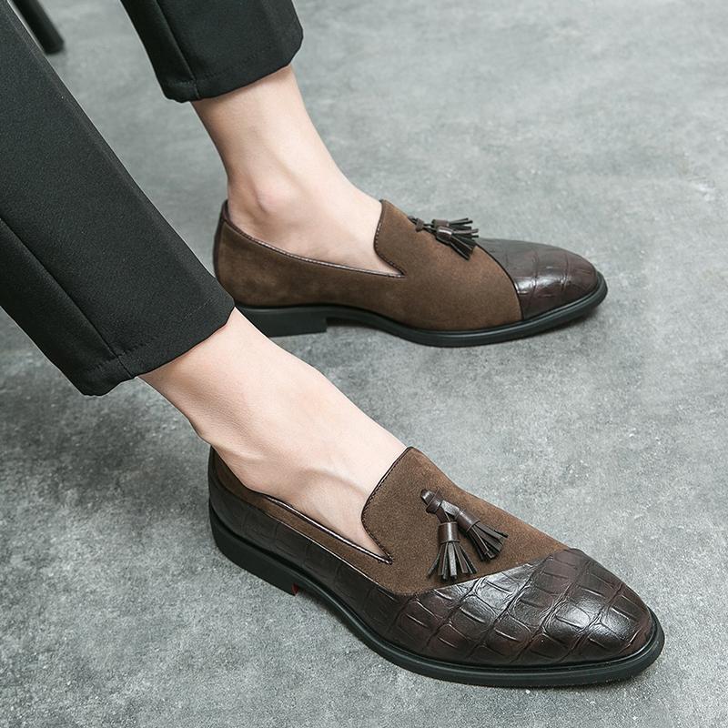 Luxury Brand Men's Genuine Leather Shoes Pointed Party Dress Shoes Men's Business Shoes Soft Soled Loafers Casual Flat Shoes