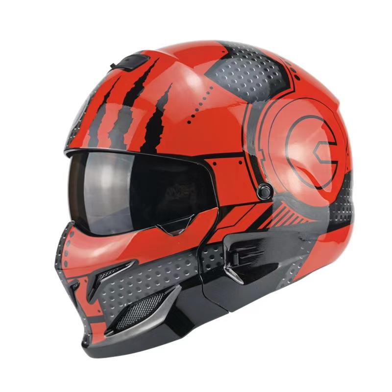 Scorpion Vintage Motorcycle Biker Helmet 368 Mecha Silver Full Face Warrior Combination Harley Retro Headgear