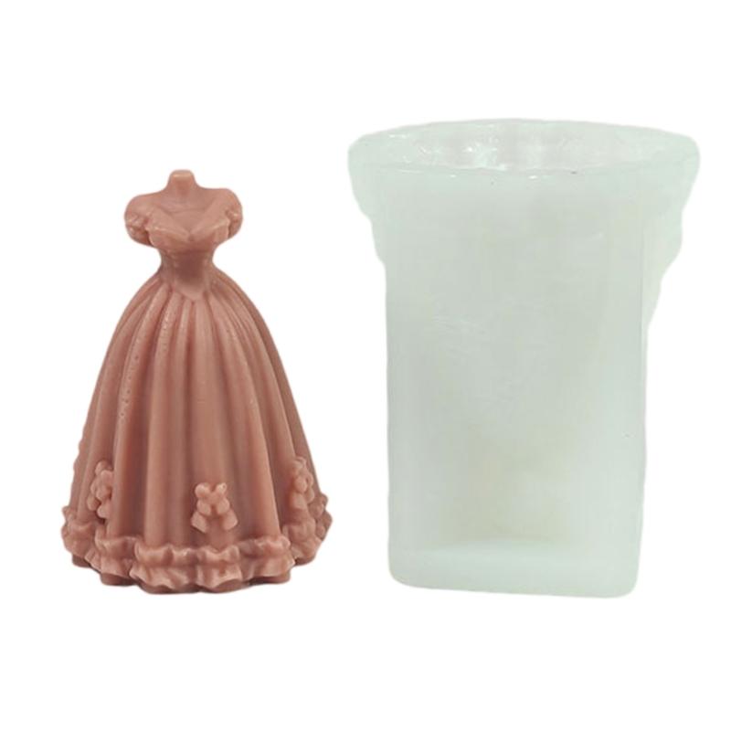 

Evening Dress Silicone Molds for Candle Soap Fondant Chocolate Candy Wedding Dress Silicone Candle Molds for Epoxy Resin 1