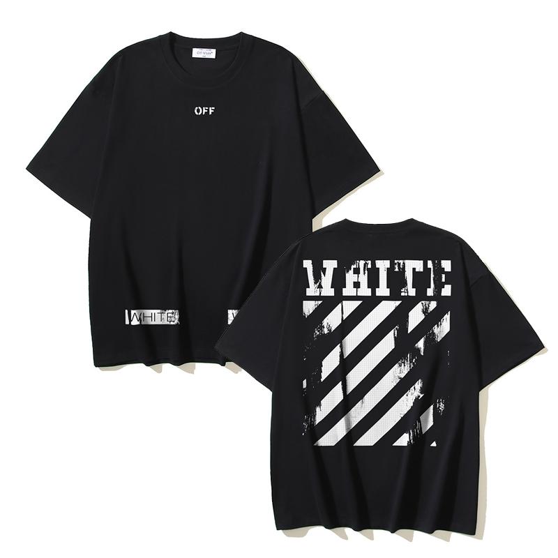 Off-White 2025 Zomer Nieuw OW Opgelost Zebra Streep Bedrukt T-shirt met Korte Mouwen voor Mannen en Vrouwen M