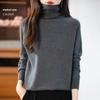 Pullover in pile lavorato a maglia a collo alto a maniche lunghe autunnale per donna