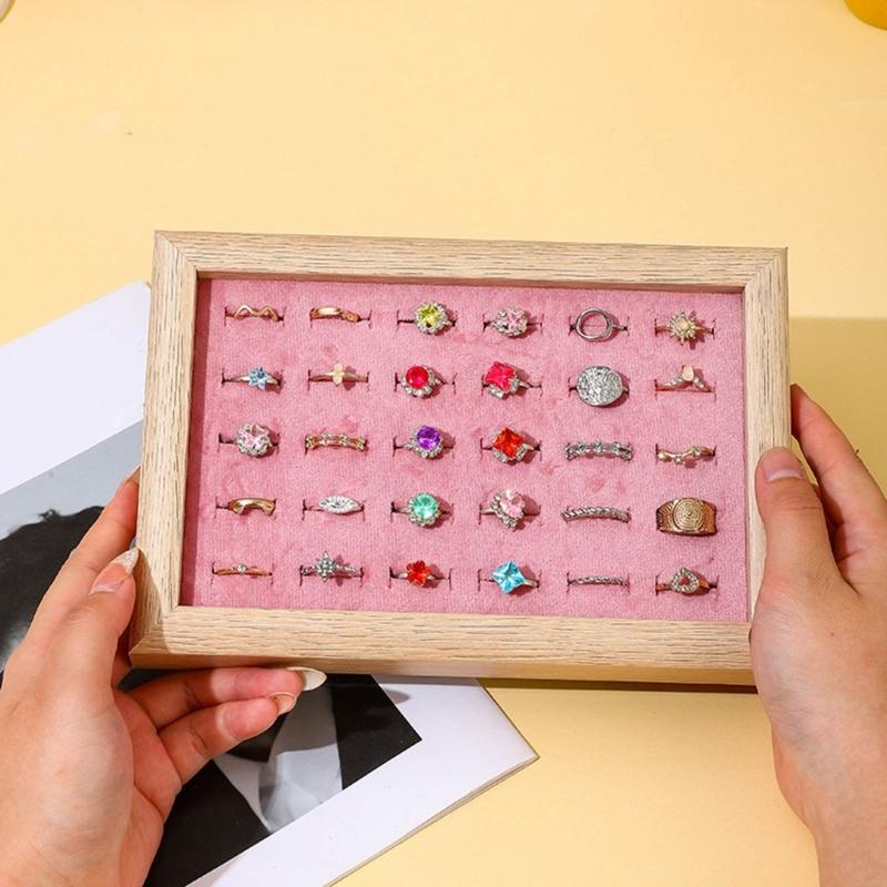 Elegant Jewelry Display Tray Convenient Accessories Holder Plate Dustproof Earrings Necklaces Bracelets Organizer