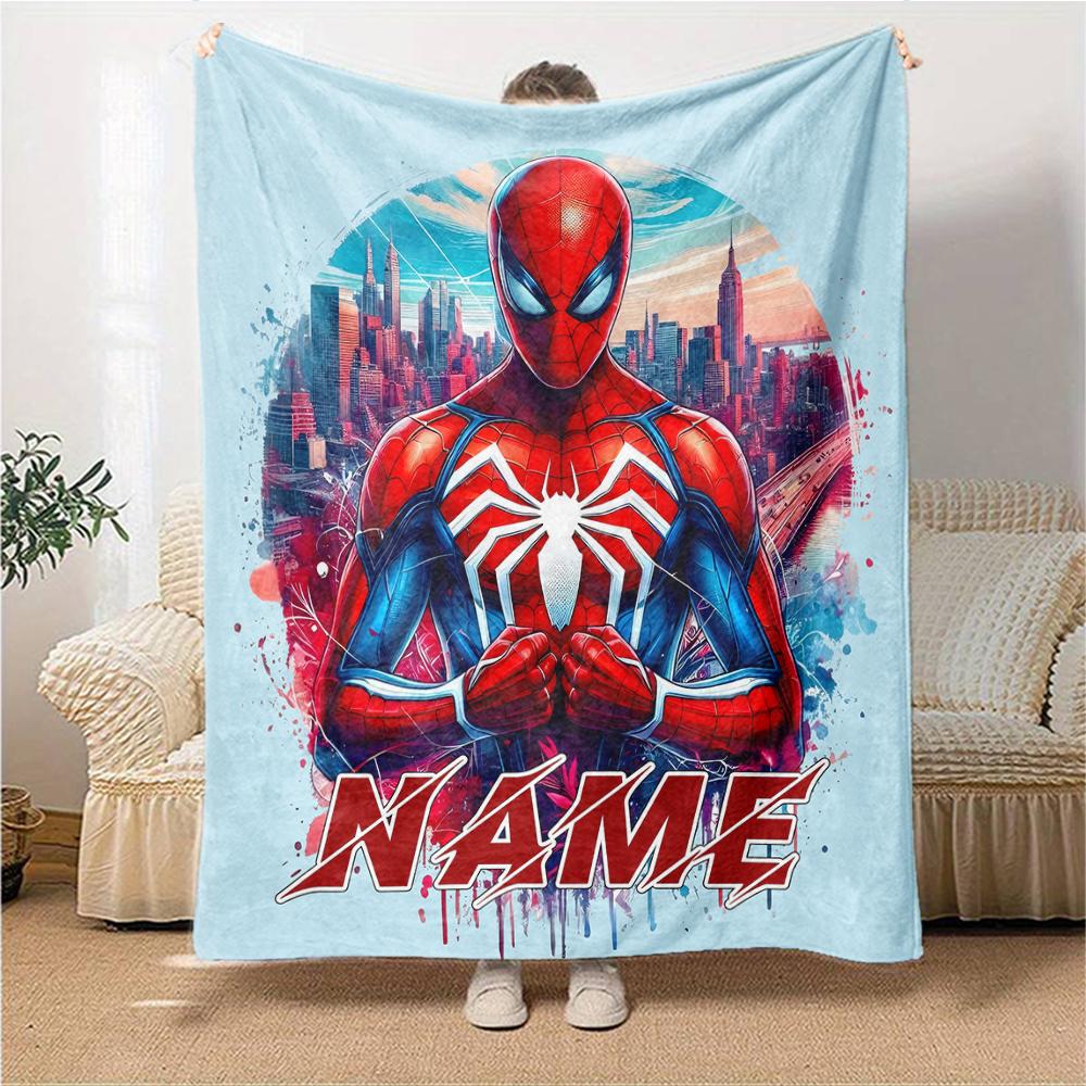 Custom Name "Spider-Man: City Hero" Blanket for Couch & Bed, Plush Cozy Fuzzy Blanket Super Soft & Warm Blankets for Fall and Winter. 0908170