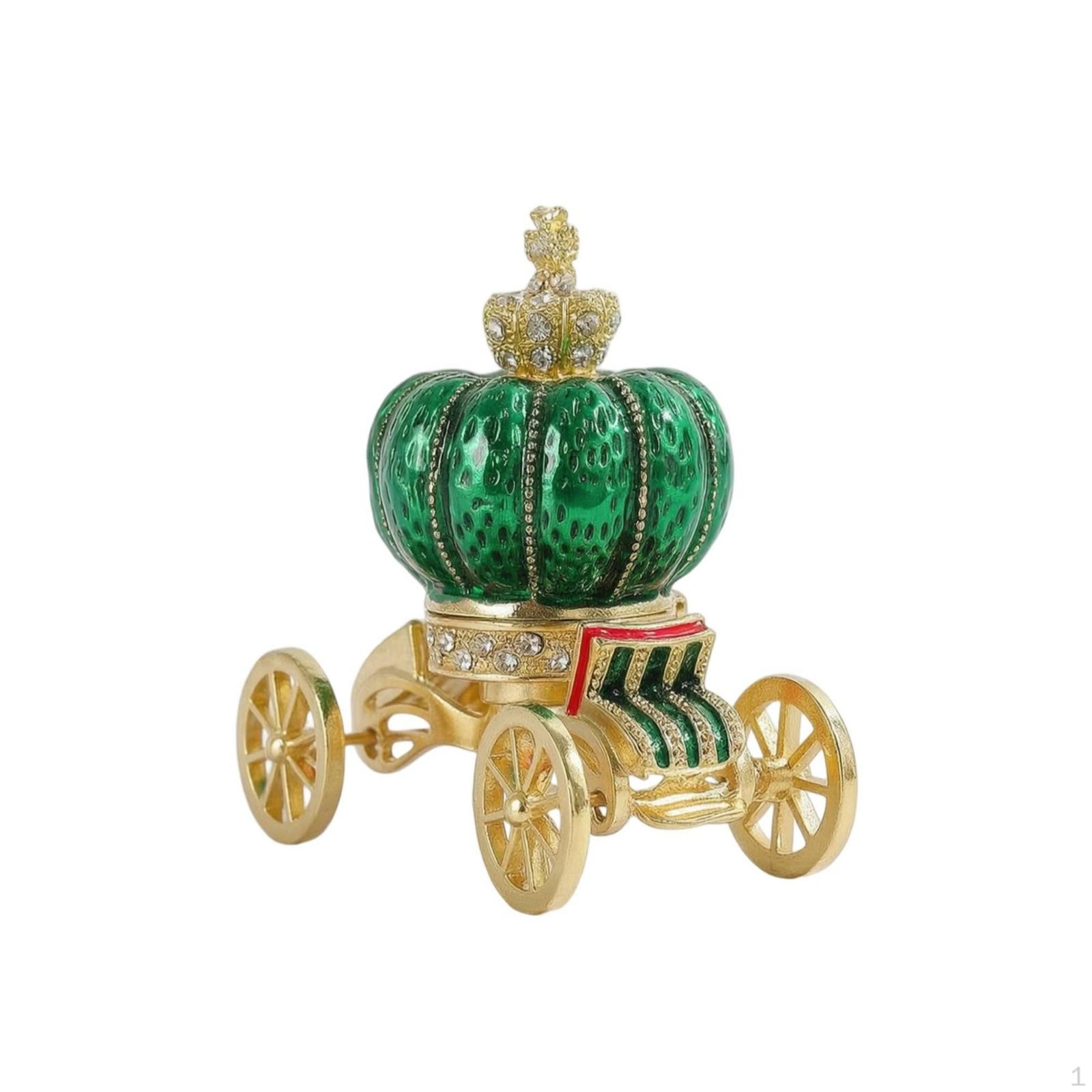 Pumpkin Carriage Trinket Box Whimsical Jewelry EnamelStyle for Collectors, Brides,