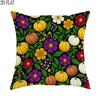 1pc 2D Flat Throw Pillow Covers Autumn Harvest Pumpkin Floral Bohemian Yellow Purple Red Soft Velvet Washable Pattern Pillow Covers for Living Room Be