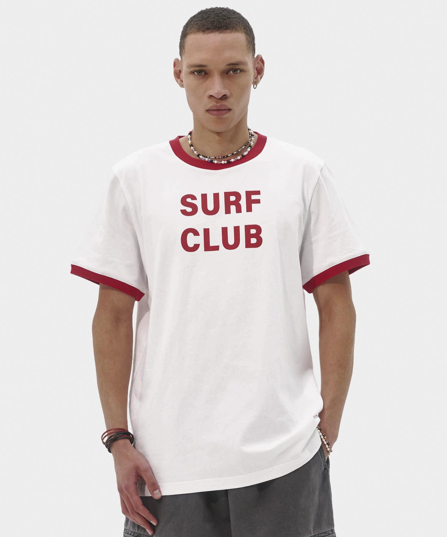 Take Easy Surf Club Ringer T-Shirt (White + Red) White+Red/L