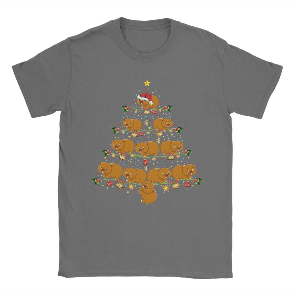 Wombat Xmas Tree Santa Hat Wombat T Shirt  Harajuku T Shirts Short-Sleeved Vintage Tops Beach Cotton O-Neck Oversize Tees