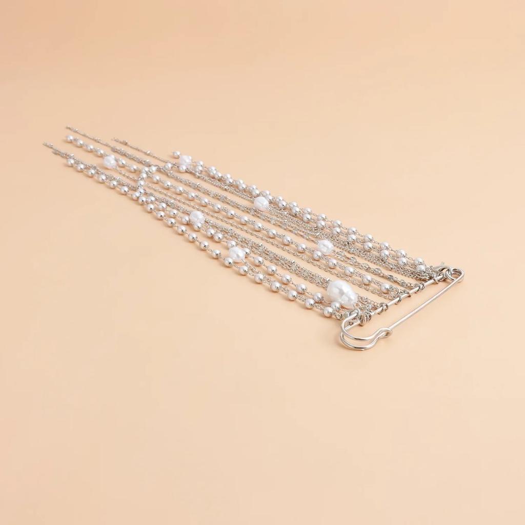 Multi-Layer Pearl Tassel Brooch Necklace for Women Luxury Delicate Pin Pendant Necklace Sexy Versatile Clothing Accessories Gift