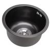 Mini Round Kitchen Sink Bar Stainless Steel Basin Single Bowl with Drain Accessories for Home Black