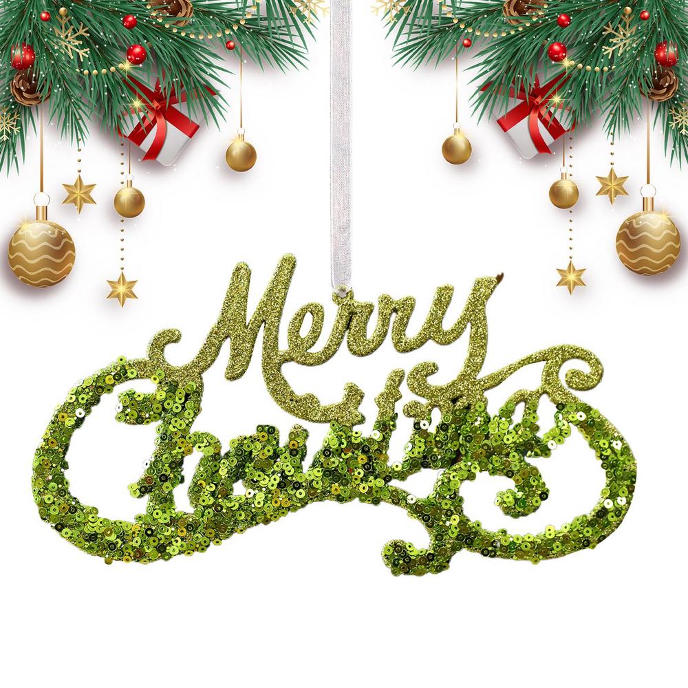 Snowflake Ornament 3D Lightweight Festive Green Glitter Detail Pendant Snowflake Christmas Ornaments For Indoor Home Living Room