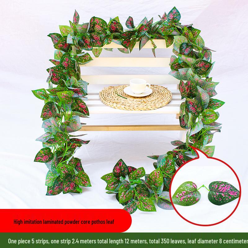 Rattan Pothos Artificial Leaf Vine for Indoor AC and Water Pipe Decoration