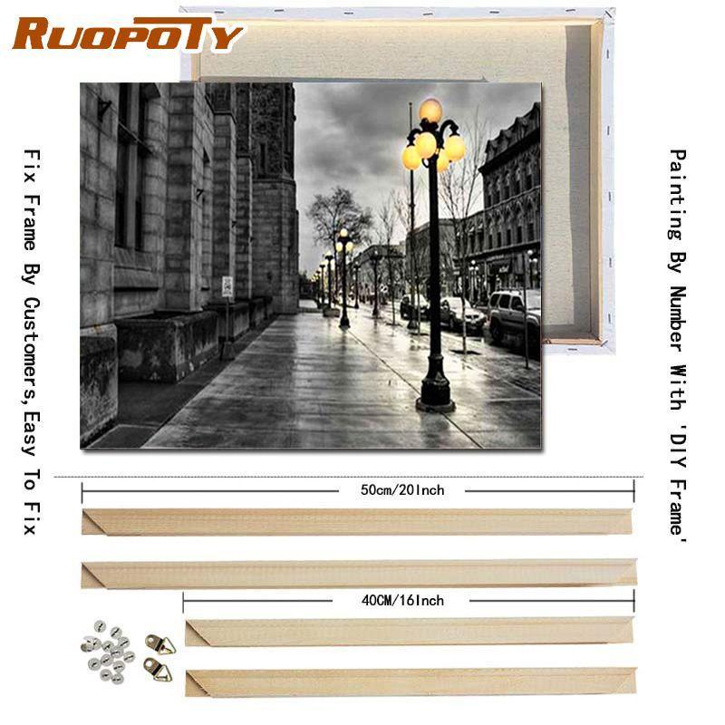 RUOPOTY DIY Digital Photo Frame Black and White Scenery Unique Gift Acrylic Oil Painting Digital Character Wall Art