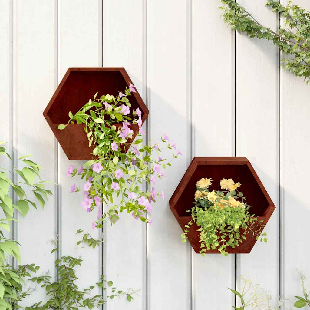 Wall Mounted Planters 2 Pcs. Rusty Corten Steel 30 X 10 X 25 Cm