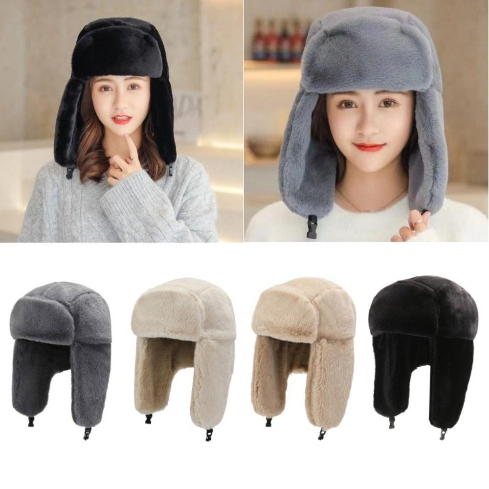 Windproof Hooded Hat Thickened Ear Protecting Cap Cute Warm Hat  Women